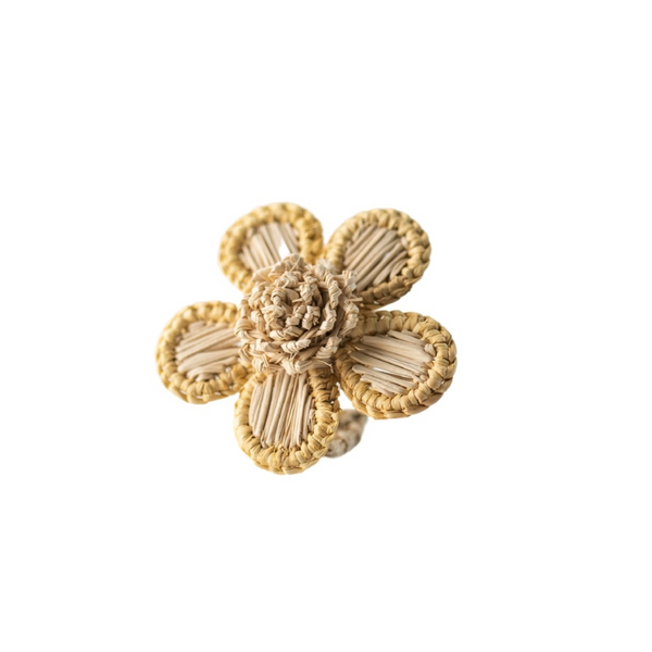 FLOWER STRAW NAPKIN RING- CARAMEL