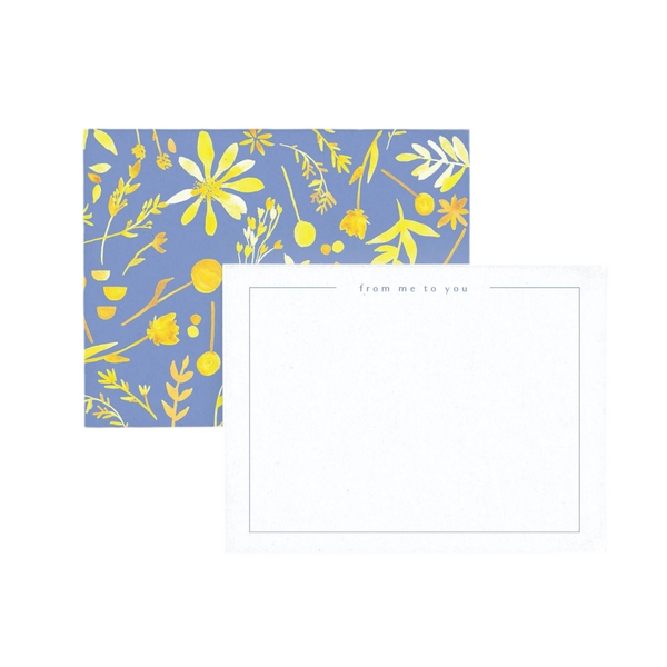 Boxed Flat Notecards - Yellow and Blue Floral Watercolor