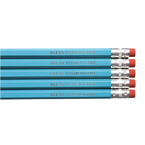 Huckleberry Letterpress - Bless Your Heart - Pencil Pack of 5: No. 2 Pencils