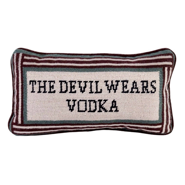 Furbish Studio - Devil Wears Vodka Needlepoint Pillow