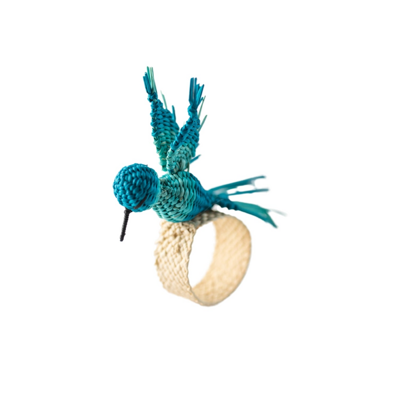 MACAW STRAW BIRD NAPKIN RING- BLUE