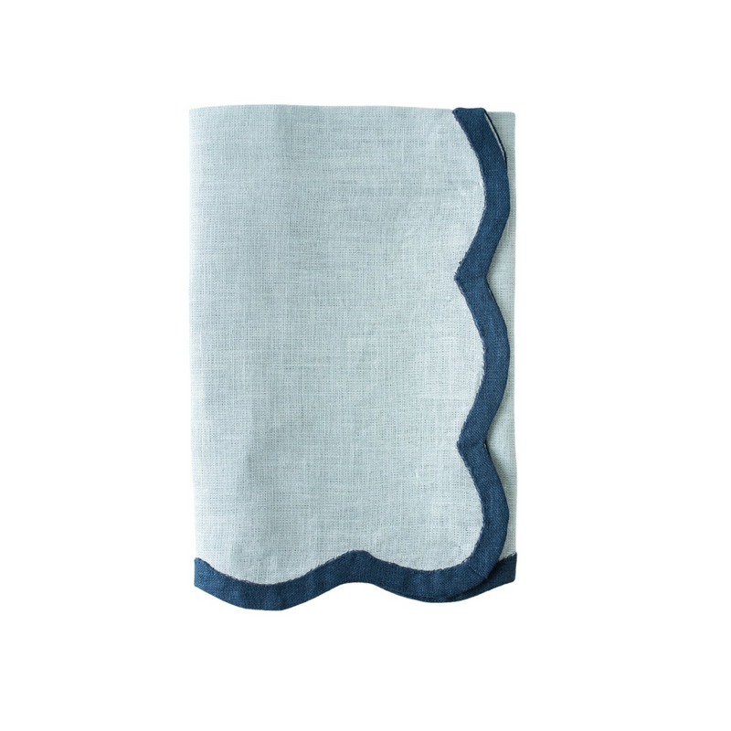 MARGOT DINNER NAPKIN- POOLSIDE BLUE/ NAVY TRIM