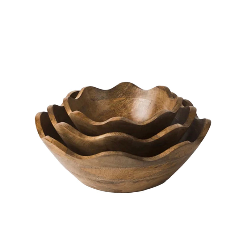 Scalloped Wooden Bowl- SMALL