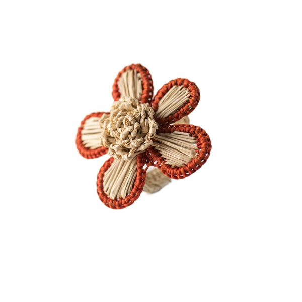 FLOWER STRAW NAPKIN RING, ORANGE TIPPED