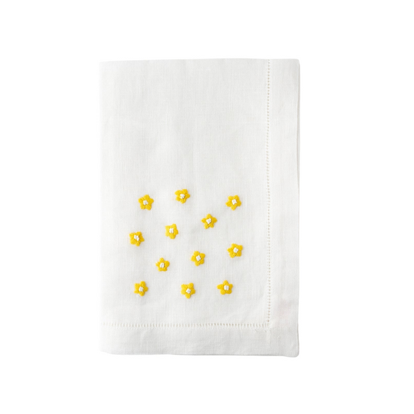 SCATTERED DAISY DINNER NAPKIN- SUNFLOWER YELLOW