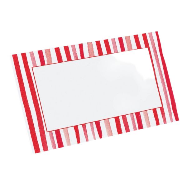 Watercolor Place Cards - Red Stripes