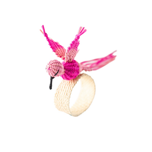 MACAW STRAW BIRD NAPKIN RING- PINK