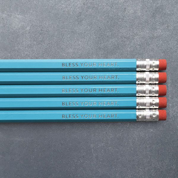 Huckleberry Letterpress - Bless Your Heart - Pencil Pack of 5: No. 2 Pencils