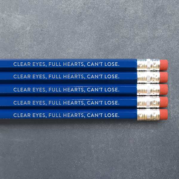 Huckleberry Letterpress - Clear Eyes, Full Hearts, Can't Lose - Pencil Pack of 5: No. 2 Pencils