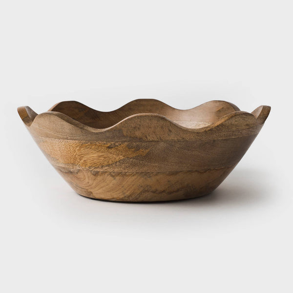 Scalloped Wooden Bowl- LARGE