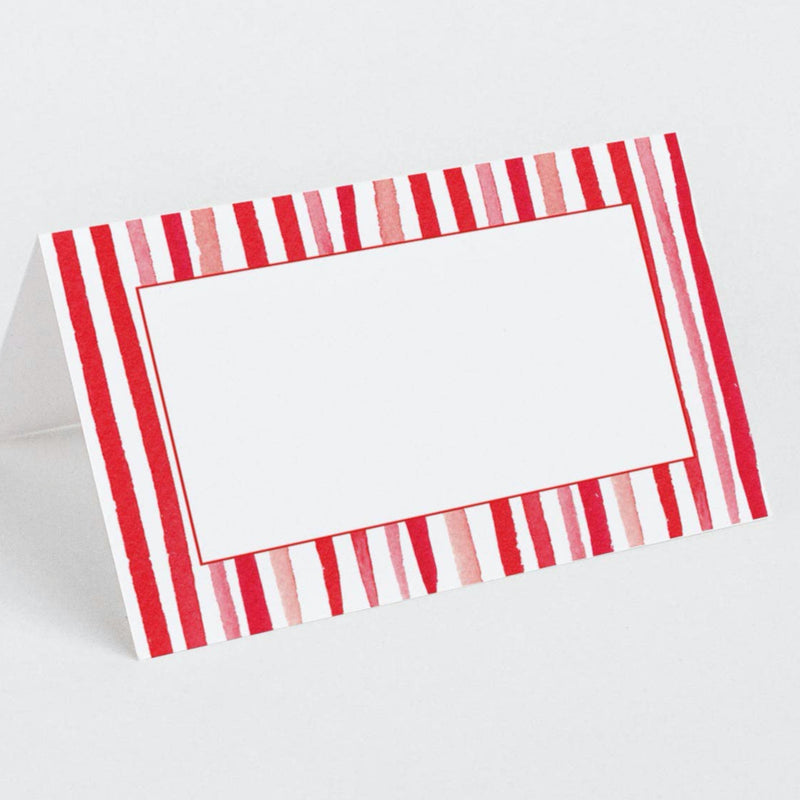 Watercolor Place Cards - Red Stripes