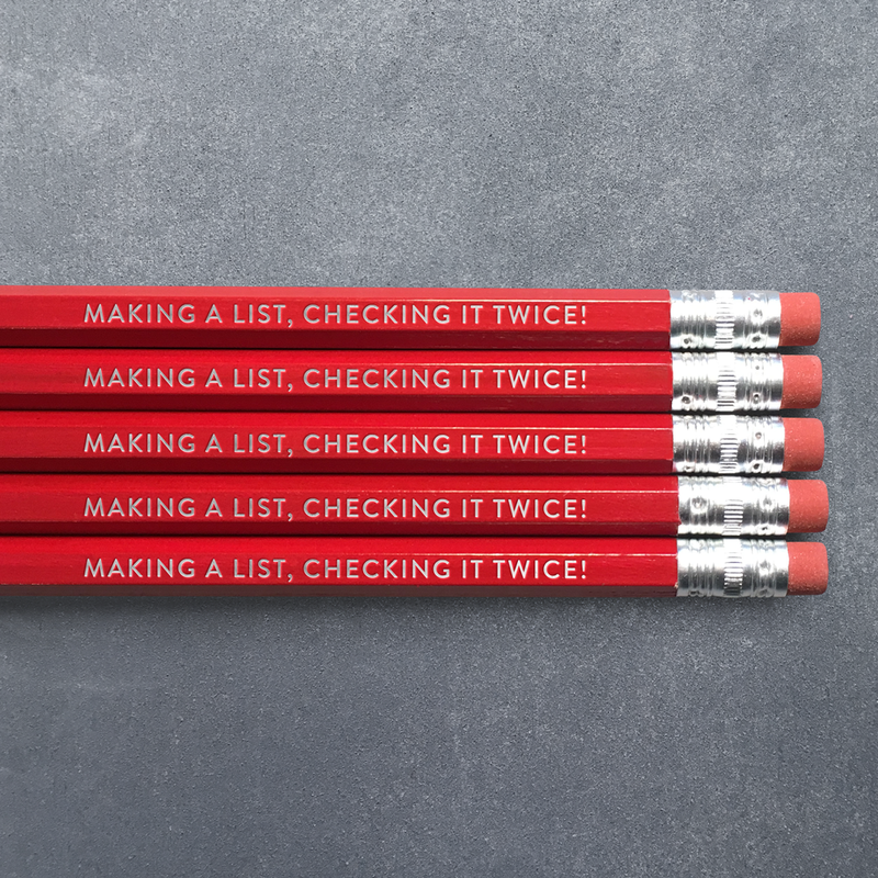 Huckleberry Letterpress - Making a List, Checking it Twice! - Pencil Pack of 5