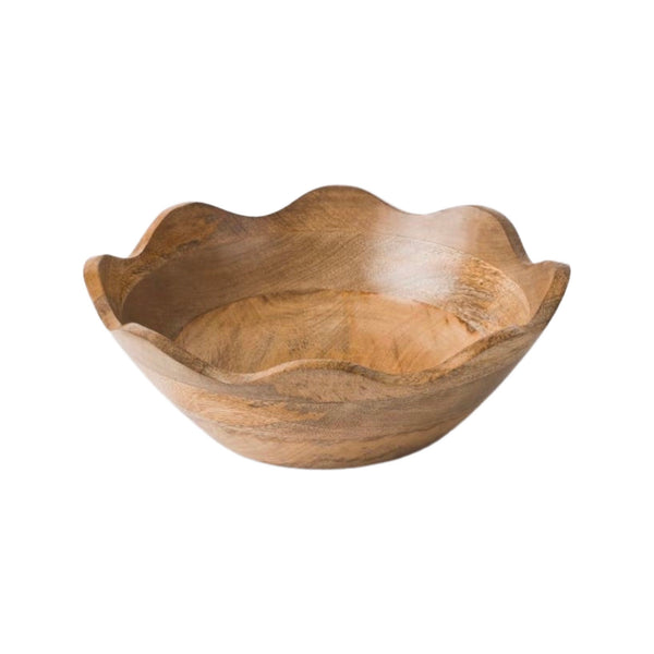 Scalloped Wooden Bowl- SMALL
