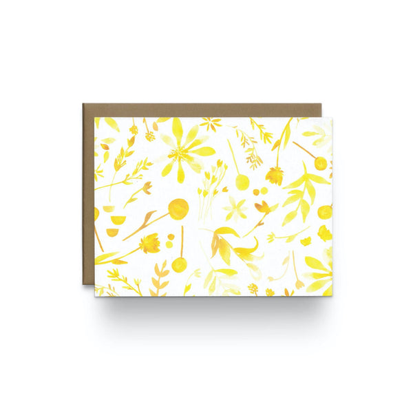 Folded Notecards - Yellow Floral Watercolor