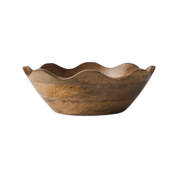 Scalloped Wooden Bowl- SMALL