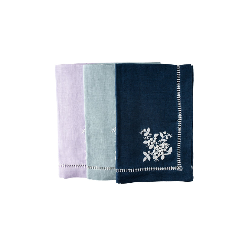 MIMOSA EMBROIDERED DINNER NAPKIN- POOLSIDE BLUE