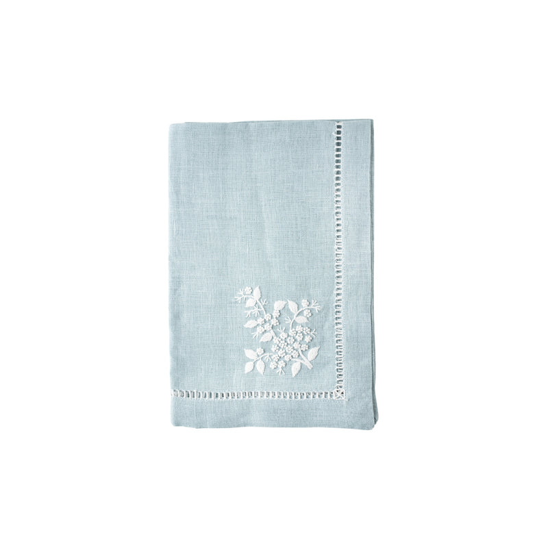 MIMOSA EMBROIDERED DINNER NAPKIN- POOLSIDE BLUE