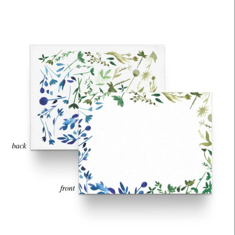 Boxed Notecards - Blue and Green Floral Watercolor