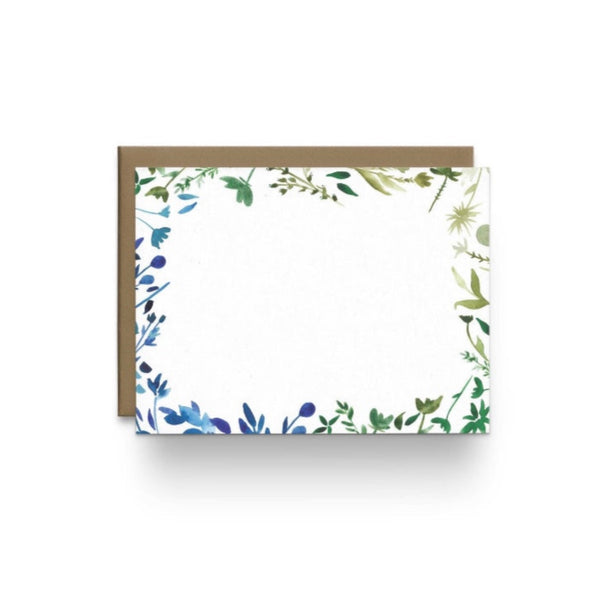 Boxed Notecards - Blue and Green Floral Watercolor